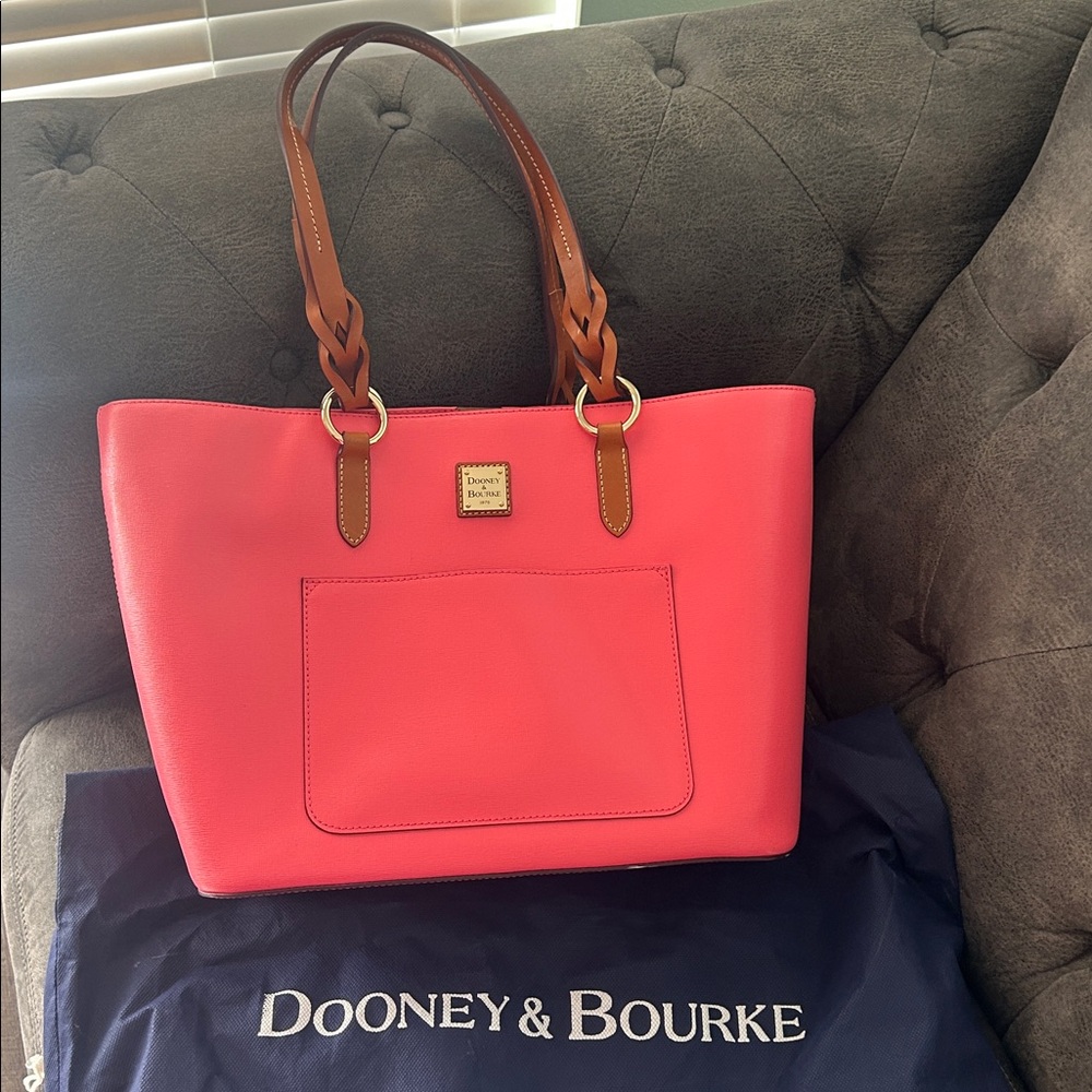 Dooney & Bourke Pink Tote with Tan Handles